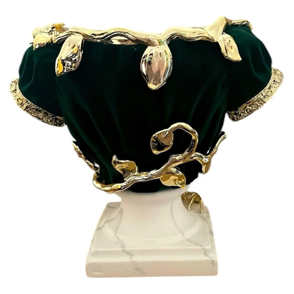 BATH and BODY WORKS Retired Ivy Bust Green and Gold 3 Wick Candle Holder - Picture 3 of 3